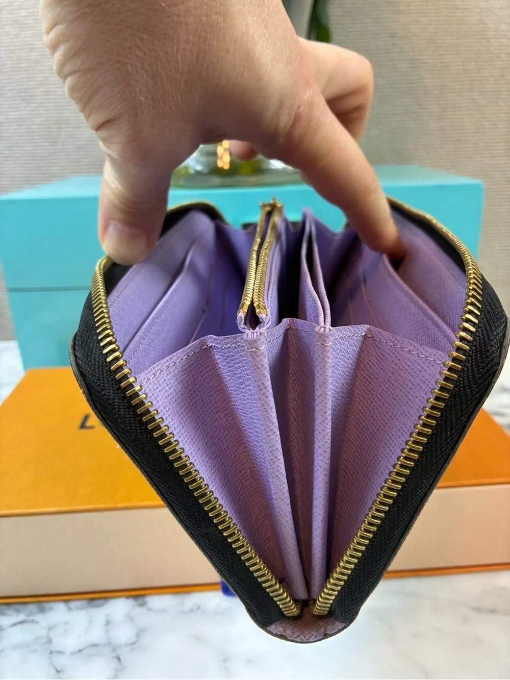 Louis Vuitton Black Multicolor Murakami Zip Around Wallet - Purple Interior 🔥